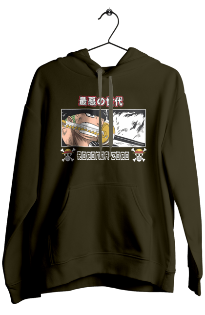 Men's hoodie with prints One Piece Zoro. Anime, manga, one piece, roronoa zoro, straw hat pirates, swordsman, zoro. 2070702