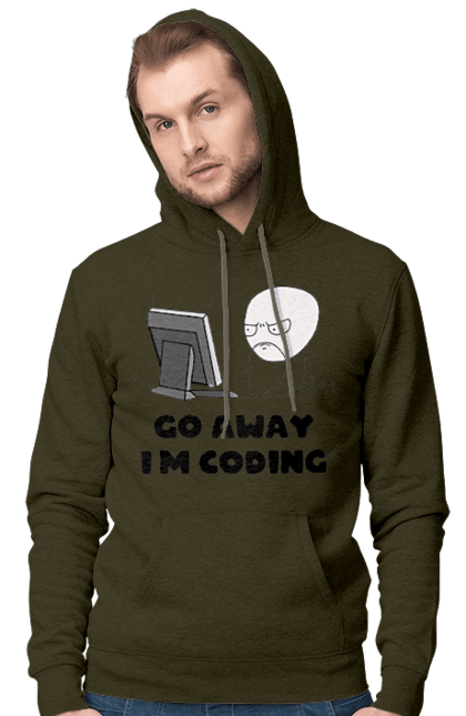 Чоловіче худі з принтом "Іди Я кодую". Айті, айтішник, для айтішника, для програміста, йди я кодую, майстер коду, подарунок айтішнику, подарунок програмісту, програміст, розробник. 2070702