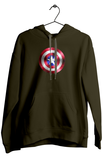 Чоловіче худі з принтом "Щит". Капітан америка, комікси, марвел, месники, мультики, супергерої. 2070702