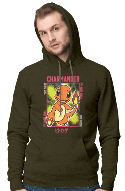 Чоловіче худі з принтом "Покемон Чармандер". Charmander, nintendo, pokemon, pokémon go, аніме, ігри, покемон, чармандер. 2070702