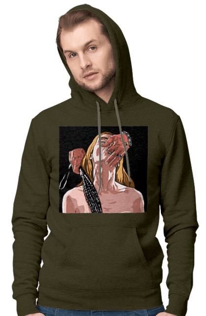 Men`s hoodie with prints Girl Captive Man With Whips. Passion, suck, whip. 2070702