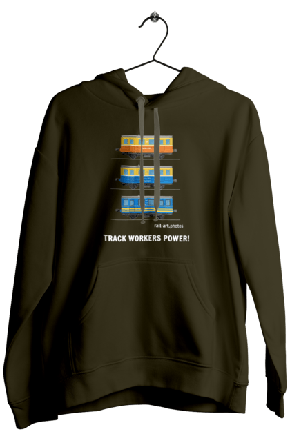 Men`s hoodie with prints Track Workers Power! Railcar AS1A. As1a, motorcar, rail, railcar, railway, track, track workers, ukrzaliznytsia. 2070702