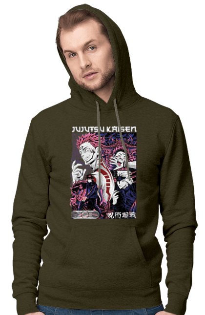 Чоловіче худі з принтом "Магічна битва Сукуна". Anime, jujutsu kaisen, manga, sukuna, аніме, магічна битва, манга, містика, сукуна, темне фентезі. 2070702