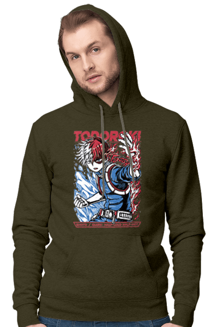 Men's hoodie with prints My Hero Academia Shoto Todoroki. Anime, manga, my hero academia, shoto, shoto todoroki, todoroki, yue academy. 2070702