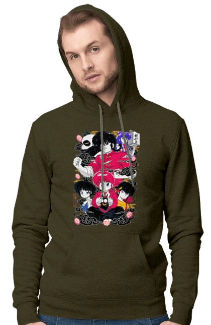 Men`s hoodie with prints Ranma 1/2. Action movie, anime, comedy, manga, mystic, ranma, romance, shampoo. 2070702