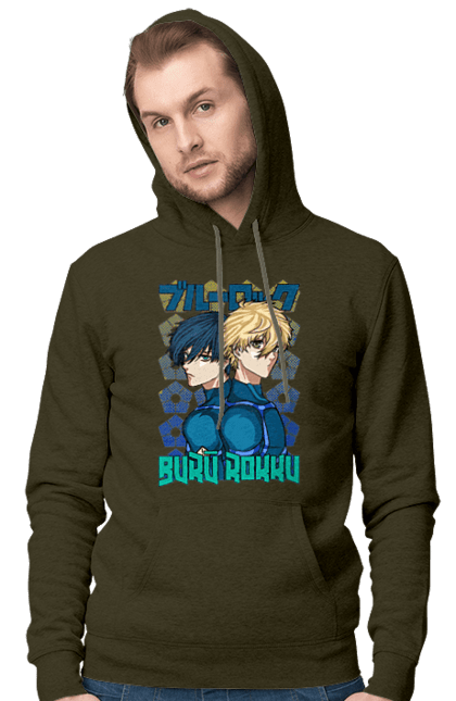 Men's hoodie with prints Blue Lock. Anime, blue lock, blue prison, manga, sport, sports anime. 2070702