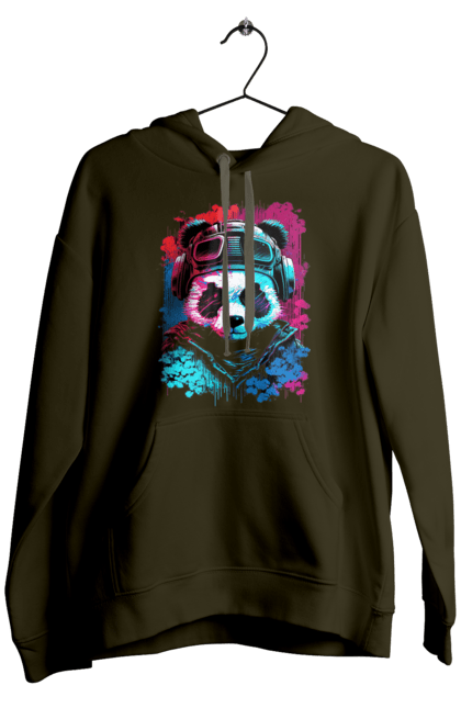 Men`s hoodie with prints Panda in VR Helmet. Character, geek, helmet, panda, virtual reality. 2070702