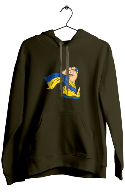 Чоловіче худі з принтом "Сильна Україна". Воля, кулак, прапор україни, україна, українська символіка. 2070702