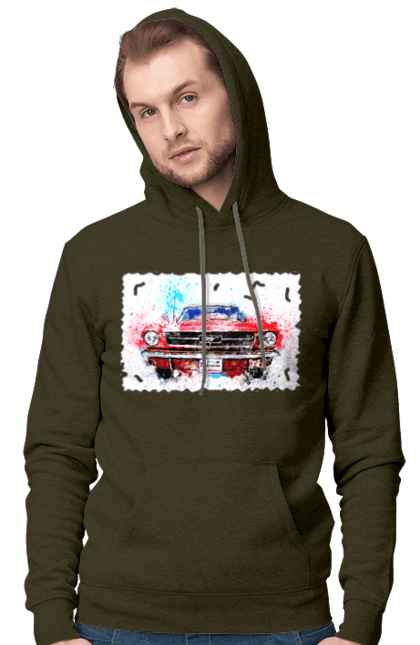 Men`s hoodie with prints Mustang car. Car, donations, help, horse, mustang, mustang car, paypal, road, ukraine, wheel. 2070702