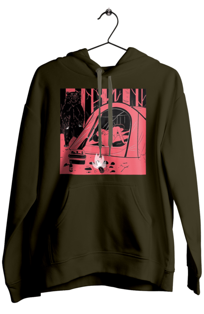 Men`s hoodie with prints 69 In The Tent. 69, bear, forest, sex, tent. 2070702