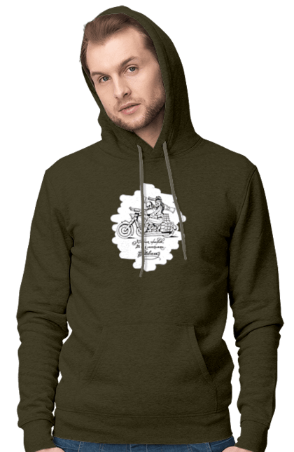 Men`s hoodie with prints Shevchenko on a motorcycle. Aeneid, books, kobzar, motorbike, shevchenko, ukrainian, vіrsh. 2070702