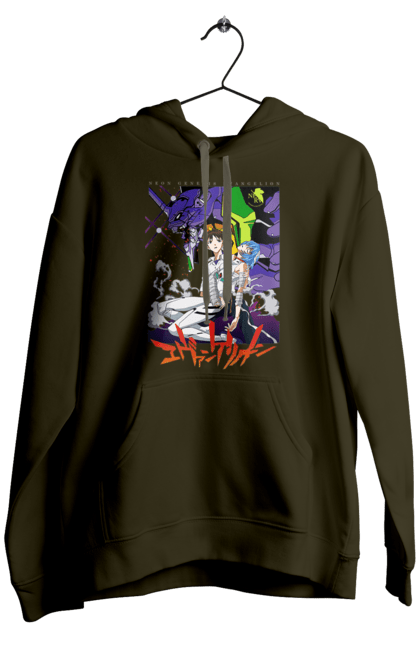 Men's hoodie with prints Evangelion. Anime, evangelion, eve, kaoru, manga, neon genesis evangelion, rei ayanami, shinji. 2070702