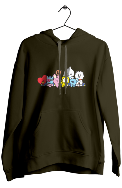 Чоловіче худі з принтом "BTS & BT21". Bt21, bts, k pop, line, бт21, бтс, іграшка, к-поп, лайн, персонажі. 2070702