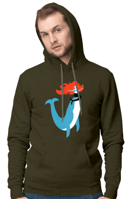 Чоловіче худі з принтом "Русалка І Кит". Кит, море, русалка. 2070702