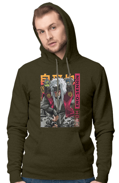 Men's hoodie with prints Naruto Jiraiya. Anime, hokage, jiraiya, manga, naruto, shinobi, shonen. 2070702