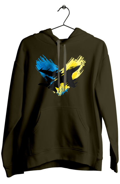 Чоловіче худі з принтом "Літак F 16". З прапором, зсу, літак, літак f16, патріотична, прапор, ф16. 2070702