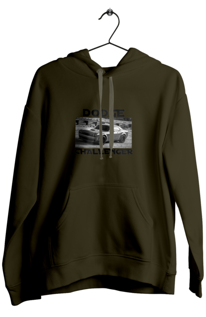 Men`s hoodie with prints Dodge challenger. An american legend, auto, car, classic car, cult car, dodge challenger, powerful car, zhmasl kar. 2070702
