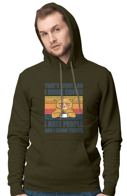 Чоловіче худі з принтом "Невдоволений кіт". Angular, c, css, html, it, javascript, jquery, php, python, react, svelt, vue, айтишник, айті, гумор, код, кодувати, прогер, програміст, програмісти, ти ж, ти ж програміст, тиж програміст. 2070702