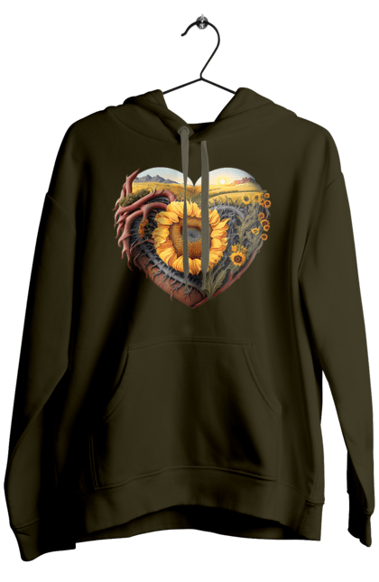 Чоловіче худі з принтом "Символи України". Небо, поле, пшениця, символи україни, соняшник, україна. 2070702