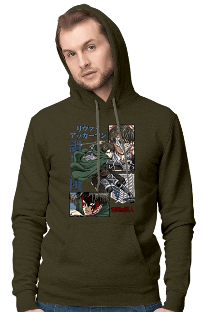 Men's hoodie with prints Attack on Titan Levi. Ackerman, anime, attack on titan, levi, manga, shingeki no kyojin, survey corps. 2070702