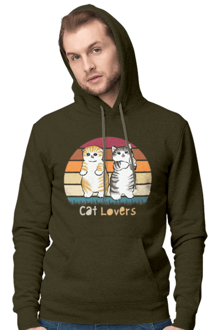 Men's hoodie with prints Cat Lovers. Animal, animal lover, cat, cat lover, cat lover gift, cat lovers, cats, cute, kitten. 2070702