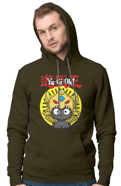 Men's hoodie with prints Yu Gi Oh! Chococat. Brand, character, chococat, hello kitty, yu gi oh, yugio. 2070702