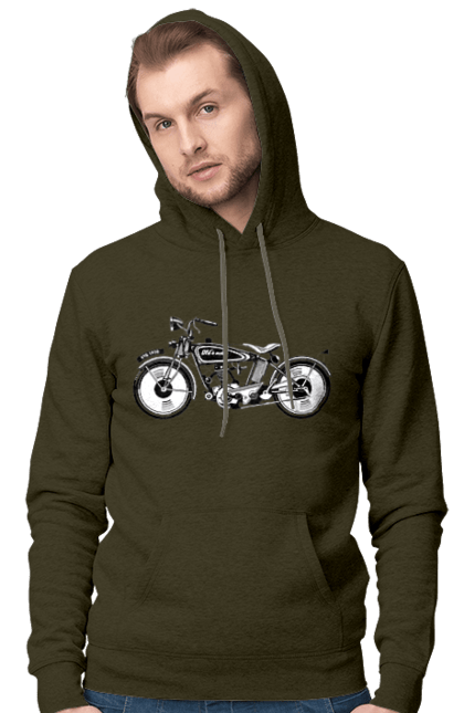 Чоловіче худі з принтом "Мотоцикл Ретро". Мото, мотоцикл, ретро. 2070702