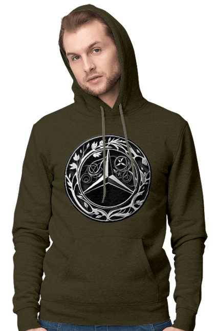 Men`s hoodie with prints Mercedes Benz Logo Art. Avto, cars, mercedes, mercedes-benz, mercedes-benz logo. 2070702