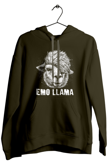 Чоловіче худі з принтом "Емо Лама". Alpaca, animals, distressed, emo, funny, llama, vintage, емо, лама. 2070702