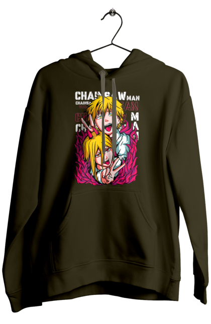 Men's hoodie with prints Chainsaw Man Power and Denji. Anime, chainsaw man, demon, denji, manga, power, shonen. 2070702