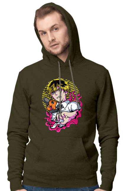 Men's hoodie with prints Chainsaw Man. Anime, chainsaw man, demon, denji, manga, pochita, shonen. 2070702