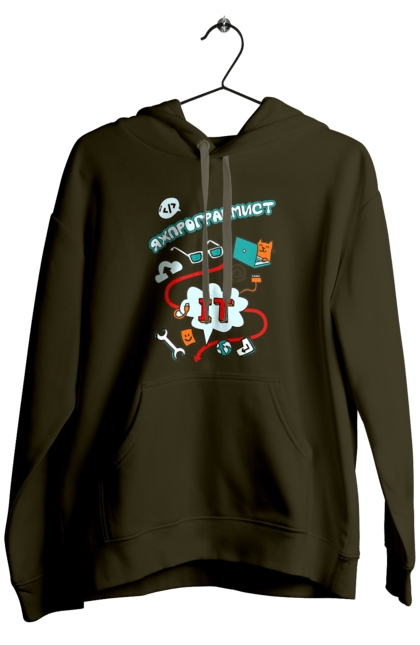 Чоловіче худі з принтом "Яжпрограміст". Angular, c, css, html, it, javascript, jquery, php, python, react, svelt, vue, айтишник, айті, гумор, код, кодувати, прогер, програміст, програмісти, ти ж, ти ж програміст, тиж програміст. 2070702