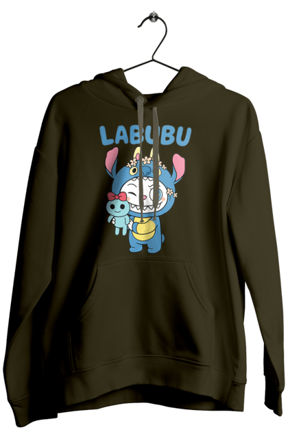 Men`s hoodie with prints Labubu. Blue lababu, darling, funny labubu, labubu, labubu coca cola, labubu toy, merch labubu. 2070702