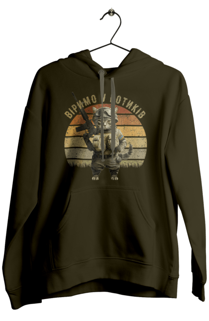 Чоловіче худі з принтом "Віримо у котиків". Армія, війна, вірю в зсу, воїн, зсу, кіт, коти, кошеня, солдат, україна. 2070702