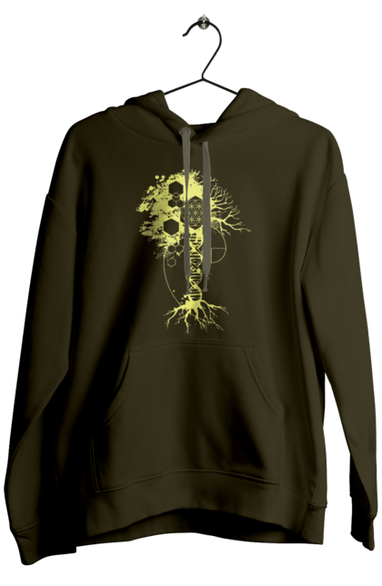 Чоловіче худі з принтом "Древо життя". Божественна суть, ген, дерево життя, днк, макромолекула, мова світобудови, насіння життя, сакральна геометрія, число бога, число фібоначчі. 2070702