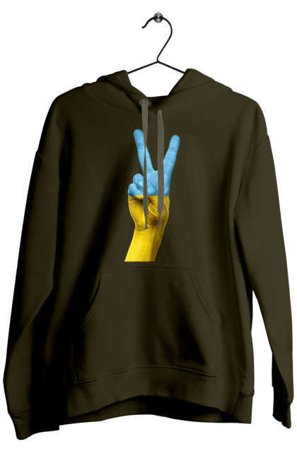 Men`s hoodie with prints Two Fingers, World, Ukraine. Arm, peace, ukraine. 2070702