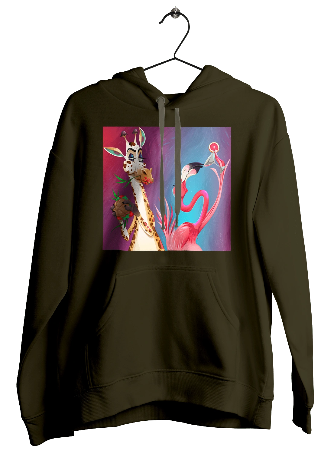 Giraffe And Flamingo At The Party