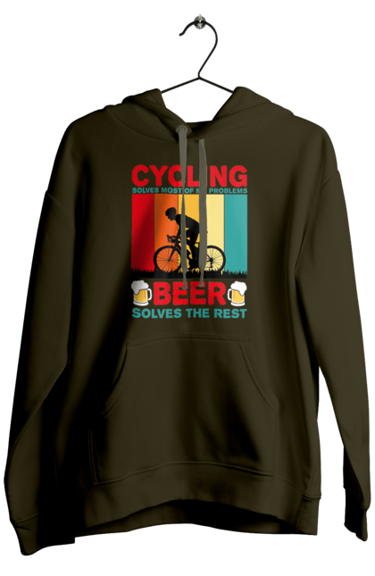 Чоловіче худі з принтом "Cycling Beer". Алкоголь, брутальні, велосипед, веселі, для спортсменів, літні, пиво, спорт, чоловічі. 2070702