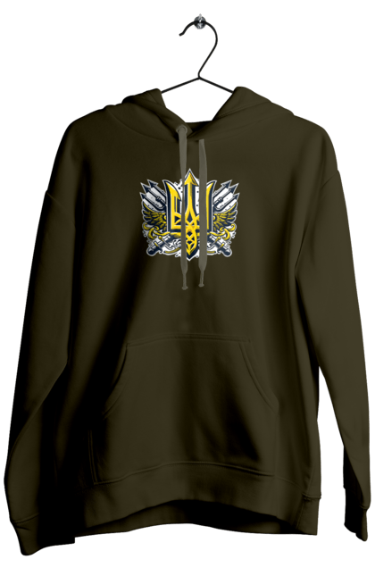 Чоловіче худі з принтом "Символіка україни". Герб, патріотичні зображення, символіка, тризуб, україна. 2070702