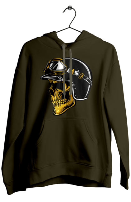 Чоловіче худі з принтом "Череп в мотошоломі". Крутий, очі, череп, шолом. 2070702