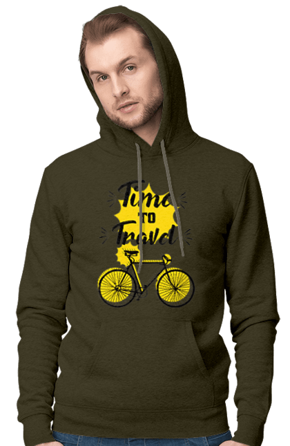 Men`s hoodie with prints Travel Time, Bicycle. Bicycle, time, travel. 2070702
