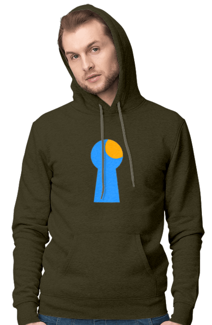 Men`s hoodie with prints Замочная скважина. Castle, cleft, door, interest, key, light through, open the door, well. 2070702