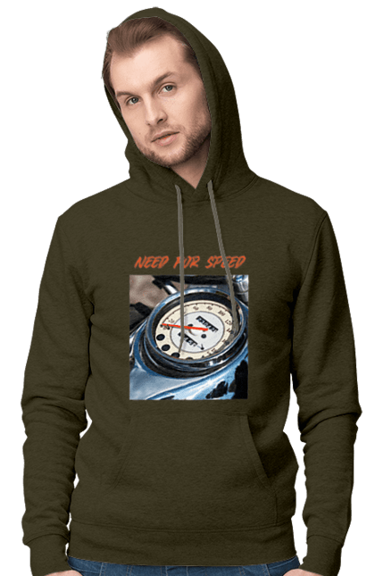 Чоловіче худі з принтом "Мото 3". Байкер, дорогая, мотоцикл, ретро, скорость, спидометр, стиль жизни. 2070702