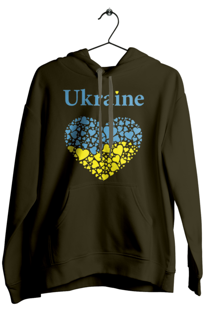 Чоловіче худі з принтом "Ukraine Heart". Прапор, серце, україна. 2070702