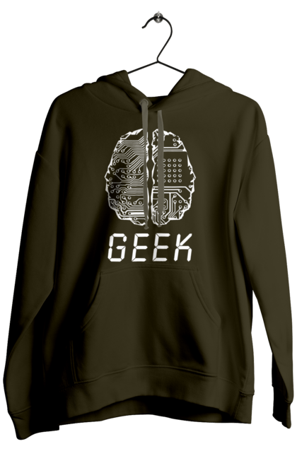 Чоловіче худі з принтом "Гик Мозок". Айті, айтішник, гик, знання, інженер, кібер, кібернетика, кіборг, код, комп, комп’ютерник, кристал, мікросхема, мозок, програміст, професіонал, професссія, розробник, розум, чіп. 2070702