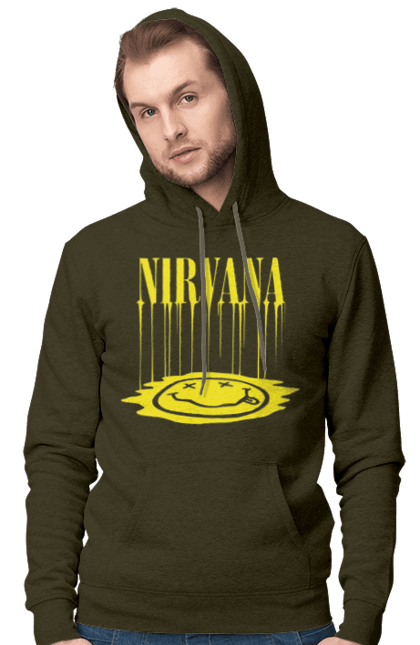 Men's hoodie with prints Nirvana. Alternative rock, grunge, hard rock, kurt cobain, nirvana, punk rock, rock band. 2070702