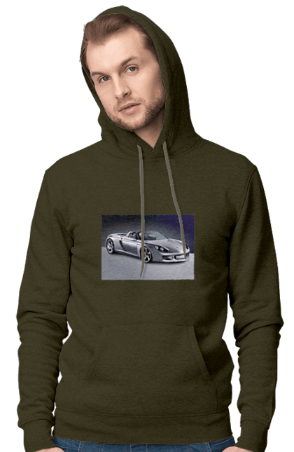Men`s hoodie with prints Auto.2. Auto, color image, compartment, photo, sports car. 2070702
