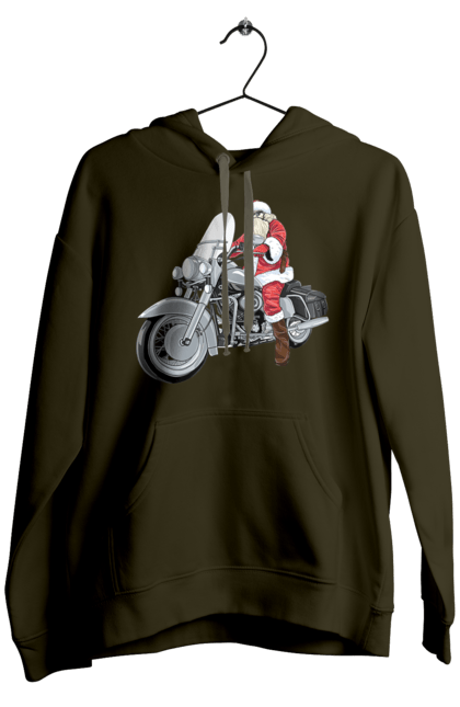 Чоловіче худі з принтом "Санта На Мотоциклі". Мотоцикл, новий рік, санта, свято. 2070702