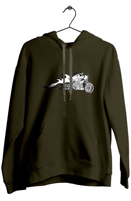 Чоловіче худі з принтом "Мотоцикл Вогонь". Мото, мотоцикл, огонь. 2070702
