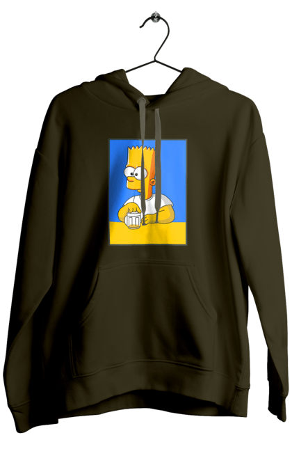 Чоловіче худі з принтом "Барт любитель пива". Барт, барт сімпсон, мультперсонажі, мультфільми, сімпсони, український прапор. 2070702